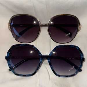 Two Pairs TAHARI Stylish Women's Sunglasses - Blue and Black/Gold Frames